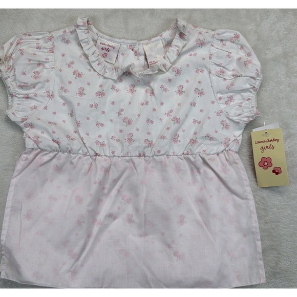Laura Ashley Other - Laura Ashley Girls Floral Peplum Top 6X Pink White Ruffle NWT Cottagecore